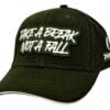 Olive green cap with "Take a Break, Not a Fall" embroidered in white.